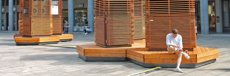 Gutes Klima in Downtown Berlin – dank IoT-Einbindung lebendiger Filterflächen aus Moos.(Bild:  Green City Solutions)