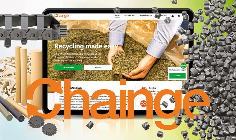Mit chainge bietet igus eine einzigartige Online-Plattform an, über die Kunden alte Kunststoffbauteile recyceln lassen und gleichzeitig aufbereitetes Material erwerben können. (Bild:  igus GmbH)