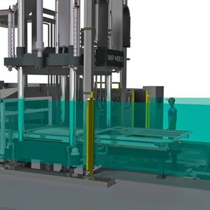 3D-Zeichnung der WKP 4400 S Composite: Die Hydraulik der für das ZLP konzipierten Presse ist zu 100 % ölnebelfrei und verhindert zuverlässig die Kontamination der CFK-Bauteile durch Öl.