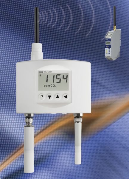 Der Wtrans E01ein universelles Funk-Messgerät für die Messgrößen Feuchte, Temperatur und CO2-Gehalt. (Jumo)