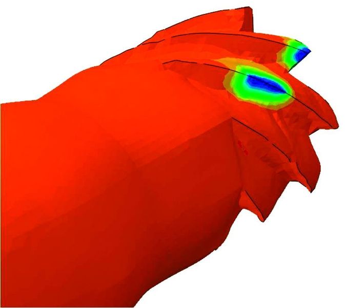 Bild 1: Simulation der Belastung eines Keramikwerkzeugs. (Archiv: Vogel Business Media)