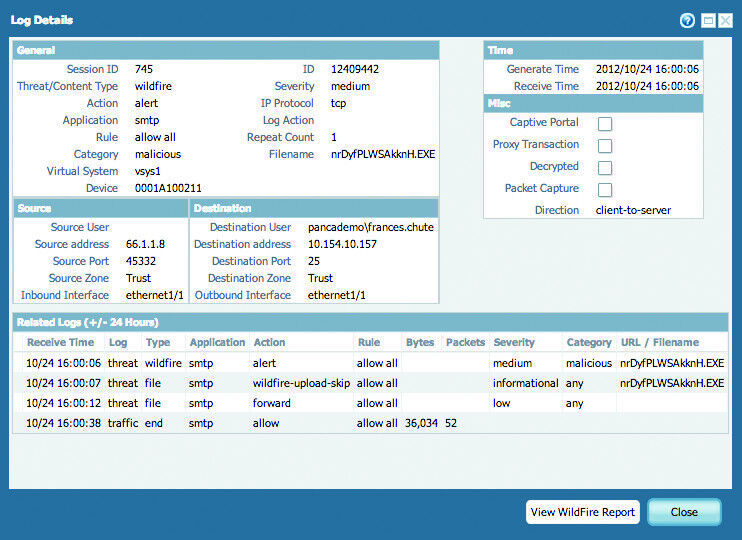 Der neue WildFire Abo-Service bietet auch integriertes On-Box-Logging und Reporting. (Bild: Palo Alto Networks)
