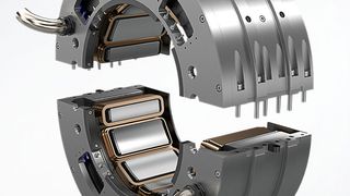 Das aktive Magnetlagersystem ist für den für verschleiß- und ölfreien Betrieb in schnelllaufenden Großmaschinenanwendungen präüdestiniert. Abgebildet ist ein spezielles, teilbares Lager, das in einer Speisepumpenantriebsturbine im Kraftwerk Jänschwalde eingesetzt wird. (Bild: Siemens)
