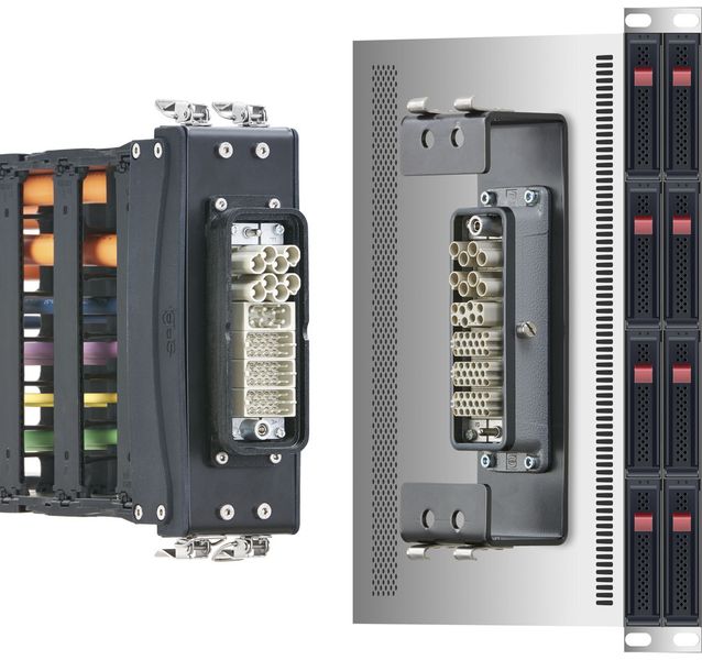 Stecker und Anschlusselemente wurden zu einer Einheit verschmolzen, die direkt an den Schaltschrank gesteckt werden kann. (Bild: Igus)