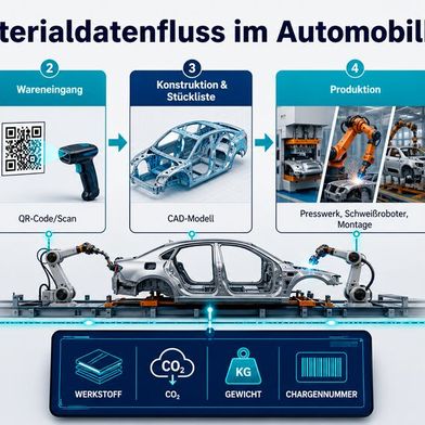 Was die Informationen zu Materialdaten entlang der Lieferkette im Automobilsektor betrifft, so sind diese bisher recht lückenhaft gewesen. Das verhindert den geschlossenen Materialkreislauf. Im Rahmen eines Forschungsprojekts haben Experten diese Lücken nun digital schließen können ... (Bild: KI-generiert)