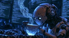 Bildmetapher: Die Schlange steht für Python, das Kaffeetassensymbol für Java und der KI-Bot für neue Zeiten im Coding-Geschäft. (Bild: Midjourney / KI-generiert)
