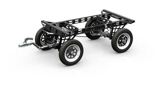 Auf der ersten Eurobike in Frankfurt hat Al-Ko im Lastenbereich unter anderem Komponenten für Zweiachsanhänger mit Lenkachse demonstriert.(Bild:  Al-Ko)