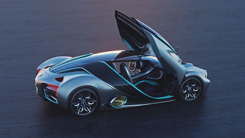 Wie es sich für ein Hypercar gehört, verfügt der nur knapp eine Tonne schwere XP-1 über Flügeltüren. (Bild: Hyperion)