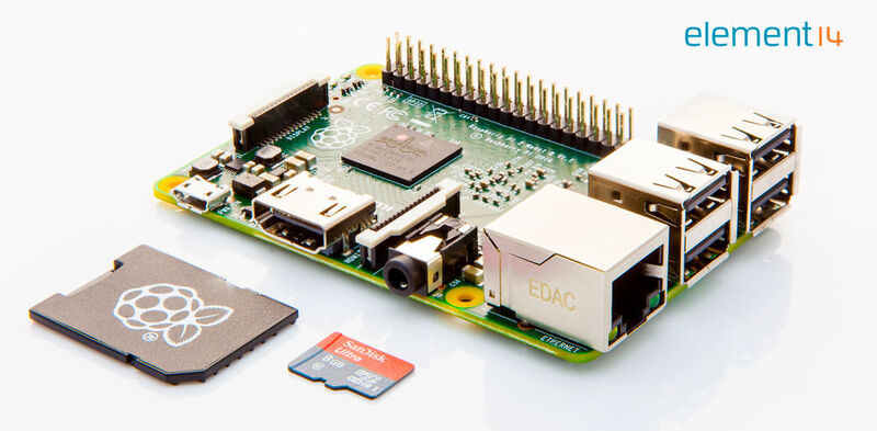 Raspberry Pi 2B: Das Modell aus dem Jahr 2015 bietet 4 x 900 MHz Taktrate und 1024 MB DDR2-RAM (Farnell)