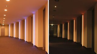 Dank DALI-Protokoll: Einfache Umsetzung von präsenzabhängiger Beleuchtung. Die Leuchten lassen sich so programmieren, dass der Flur abhängig von Tageslicht und Bedarf optimal ausgeleuchtet wird. (dilitronics)