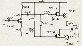 Damals wie heute: Pratisch aufgebauter NF-Leistungsverstärker für B-Betrieb mit Feldeffekttransistoren. (Bild: Texas Instruments)