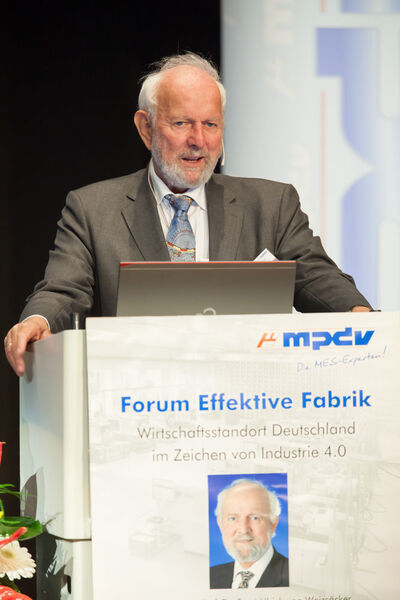 2014 hielt Prof. Dr. Ernst Ulrich von Weizsäcker die Keynote der Veranstaltung. (MPDV/Stefan Weindl)