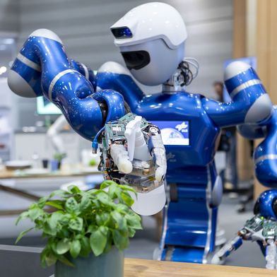 AI-based robotics has the potential to develop into an industry in Europe over the next ten to fifteen years that rivals today’s automotive industry in size and importance. Here, you can see how the DLR robot Rollin’ Justin independently performs an everyday task and waters a houseplant. (Image:DLR (CC BY-NC-ND 3.0))