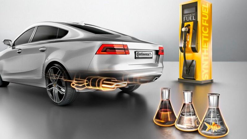 Synthetischer Kraftstoff in industriellen Mengen hergestellt soll ein Baustein im Kampf gegen die Klimakrise werden. Technisch machbar ist das Verfahren. Es muss nur genügend grüne Energie vorhanden sein.(Bild:  Continental)