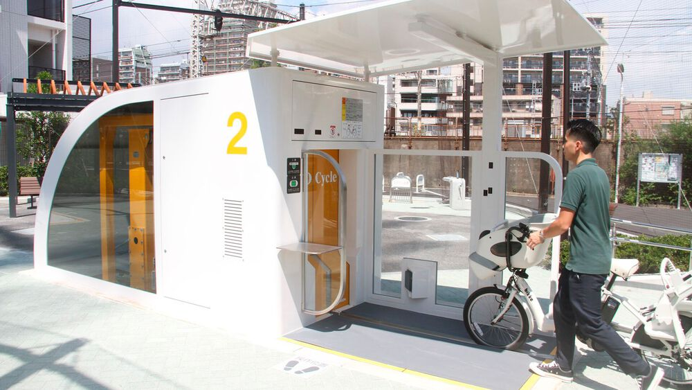 Automated, underground parking system When the robot parks the bike