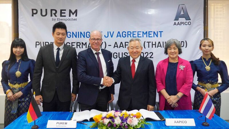 Offizielle Unterzeichnung der Gründung des Joint-Ventures durch Vertreter von Purem und Aapico.