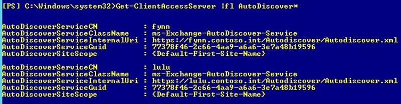Abb. 3: Intern lassen sich AutoDiscover-Informationen auch in der Exchange-Verwaltungsshell anzeigen.