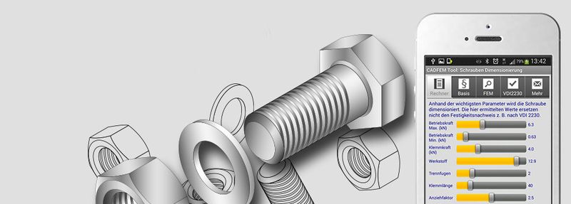 Mit der kostenlosen Schrauben-App für Entwicklungsingenieure unterstützt Cadfem die Vorauswahl eines geeigneten Gewindes. (Bild: Cadfem)