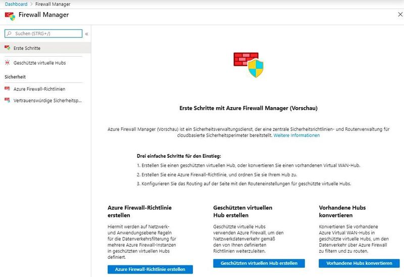 Verwalten von Sicherheitsrichtlinien im Azure Firewall Manager. (Th. Joos)