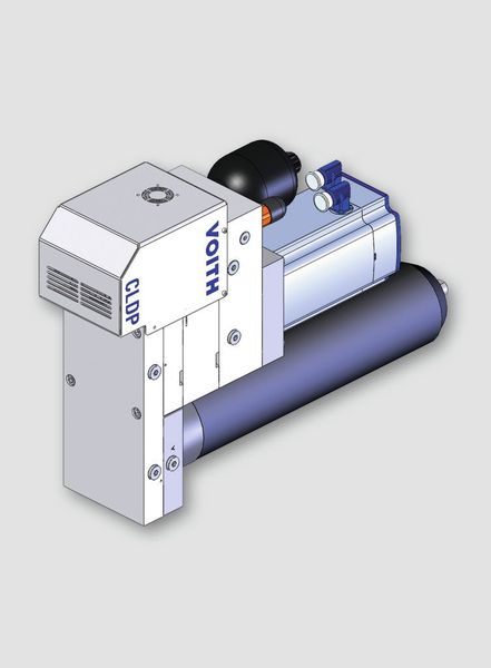 Bild 3: Besonders platzsparend ist die Linearachse in Parallelbauform. Die  Motorpumpeneinheit ist parallel zum Zylinder angebaut.  (Bild: Voith Turbo)