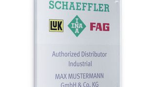 Jeder der zertifizierten Händler erhält ein Schild um sich eindeutig als "Authorized Distributor Industrial" am Markt zu positionieren. (Bild: Schaeffler)