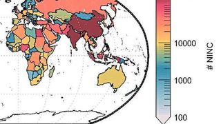 NO2-bedingte, neue Asthmafälle bei Kindern und Jugendlichen (NINC) pro Jahr aufgrund der Luftverschmutzung in den einzelnen Ländern.  (DOI: 10.1088/1748-9326/abe909)