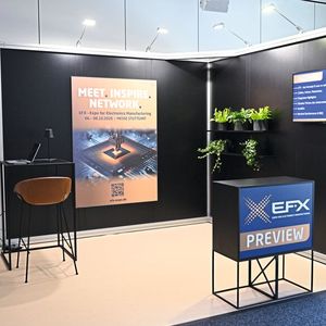 Im Fokus der EFX stehen die Zukunftstrends der Elektronikfertigung: Miniaturisierung, Lieferkettenresilienz, Automatisierung und KI.(Bild:  Messe Stuttgart)