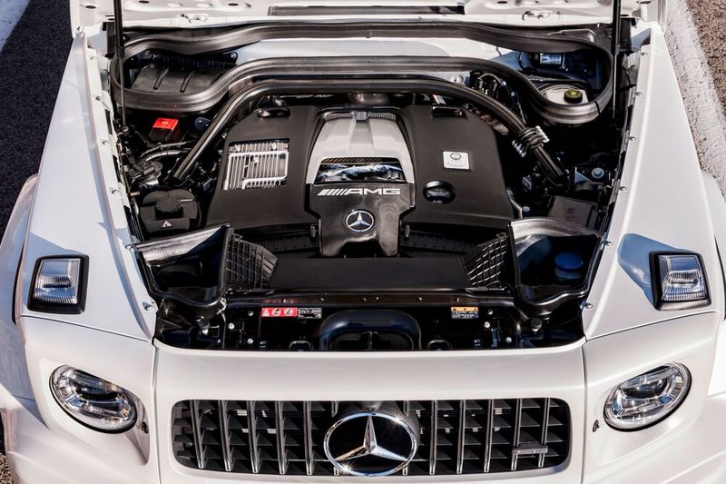 Fast 600 PS leistet der Vierliter-V8 im Mercedes-AMG G 63. (Bild: Mercedes)