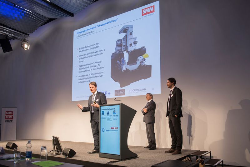 Das Gemeinschaftsreferat hielten Thomas Wengi, GF Machinings International SA, Simon Windler, Fraisa SA und Dr. Josef Koch, Open Mind Technologies AG, (Thomas Entzeroth)
