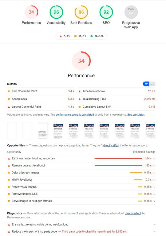 Google Lighthouse zeigt umfassende Berichte bei der Messung von Webseiten an. Google Lighthouse zeigt umfassende Berichte bei der Messung von Webseiten an.