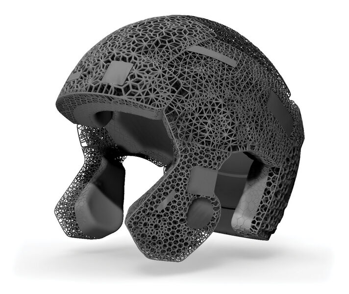 Das Besondere am neuen SpeedFlex Diamond Helm von Riddell ist die 3D-Gitterkonstruktion für Dämpfungselemente, die den bislang genutzten Schaumstoff in den Helmeinsätzen substituiert. Das Gitternetz besteht aus tausenden von stabförmigen, elastischen Verbindungen und berücksichtigt die neuesten Erkenntnisse der Stoßanalyse.    Mehr zum Thema: https://www.mission-additive.de/bessere-football-helme-mit-3d-gedruckten-gitterstrukturen-aus-deutschland-a-983433/ 

Zurück zum Artikel. (Riddell)