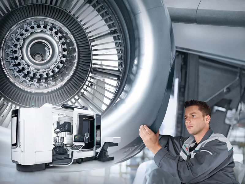 DMG Mori Aerospace Excellence Center fungiert als Kompetenzpartner in der internationalen Luftfahrtindustrie. Branchenspezifische Lösungen für Aerospace-Anwendungen sowie die Turnkey-Prozessentwicklung für komplexe Werkstücke und anspruchsvolle Materialien stehen hier im Vordergrund. (Bild: DMG Mori)