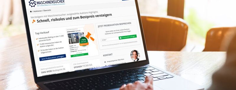 Gebrauchtmaschinen verkaufen? Online-Auktionen sind eine einfache Möglichkeit für den schnellen Verkauf zu marktgerechten Preisen.(Bild:  Maschinensucher)