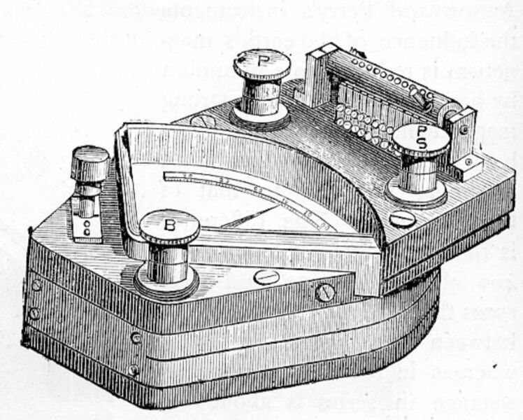 Das entwickelte Messinstrument, hier ein Volt- und Ammeter, zum Elektroauto. (Museum Autovision)