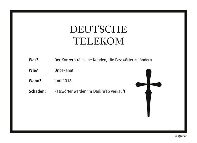 Die Deutsche Telekom benachrichtigt ihre Kunden, dass Kundenpasswörter im Dark Web zum Verkauf stehen. Den Kunden wird daher geraten, ihre Passwörter vorsichtshalber zu ändern. (QGroup)