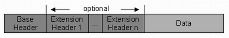 Abbildung 1: Allgemeine Form eines IPv6-Datengramms (Archiv: Vogel Business Media)