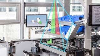 Adaptiver Montagearbeitsplatz mit Assistenzsystem (Cubus von Schnaithmann). (Bild: Fraunhofer-IPA)