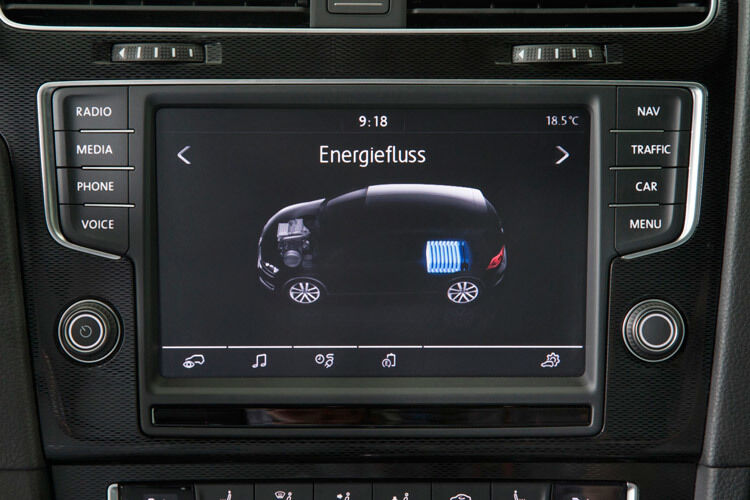 Ein Monitor zeigt den Energiefluss an. (Foto: Volkswagen)
