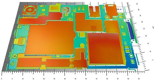 X, Y and Z stitching is used to combine an overall image of the PCB from numerous individual images. Possible sources of error can thus be reliably detected.(Picture: LMI and PEAK Metrology)