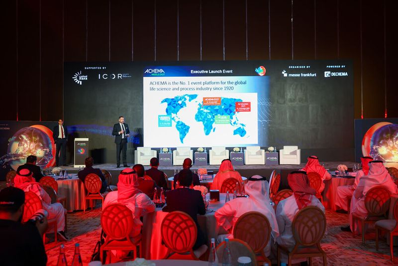 Die Organisatoren stellten die strategische Ausrichtung der Achema Middle East 2026 vor, die vom 26. bis 28. Oktober 2026 im Riyadh International Convention and Exhibition Center (Ricec) stattfinden wird.  (Bild: Messe Frankfurt)