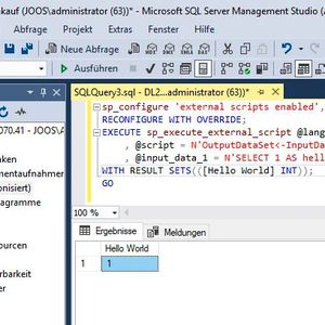 Einfaches R-Skript im SQL Server Management Studio.(Bild:  Joos / Microsoft)