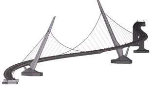 Die s-förmige Peace Bridge verbindet die beiden Teile der Stadt Derry für Fußgänger und Radfahrer.  (Bild: Tekla)