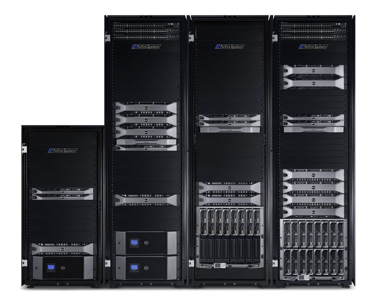 Ein- und dasselbe Chassis des integrierten, konvergenten Dell-Systems Poweredge VTRX lässt sich unterschiedlich bestücken und vegleichsweise einfach erweitern. (Bild: Dell)