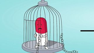 Es gelingt, einen supramolekularen Käfig zu konstruieren und mit Wirkstoffen zu beladen. In wässriger Lösung öffnen Ultraschallwellen den Käfig und geben den Wirkstoff frei.  (Bild: HHU / Robin Küng)