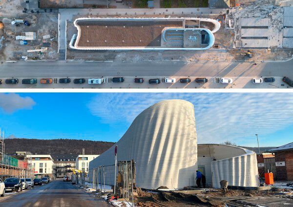 Das Team der SSV Architekten gewannen mit ihrem Wavehouse in der Kategorie Arv´chitecture ein Preisgeld in Höhe von 2500 Euro. In Heidelberg wurde das größte 3D-gedruckte Gebäude Europas hergestellt. In diesem Projekt wurde gezielt versucht diverse Vorteile des Druckverfahrens gegenüber konventioneller Bauweise darzustellen. Das Projekt wurde in drei Druckabschnitten und eine reinen Druckzeit von 170 Stunden realisiert. In diesen Druckabschnitten wurden diverse Zwischenarbeiten erfolgreich integriert. Der Zwischenraum, sowie die Geschossdecken wurde mit herkömmlichem Ortbeton verfüllt. (Bild: 3DPC)