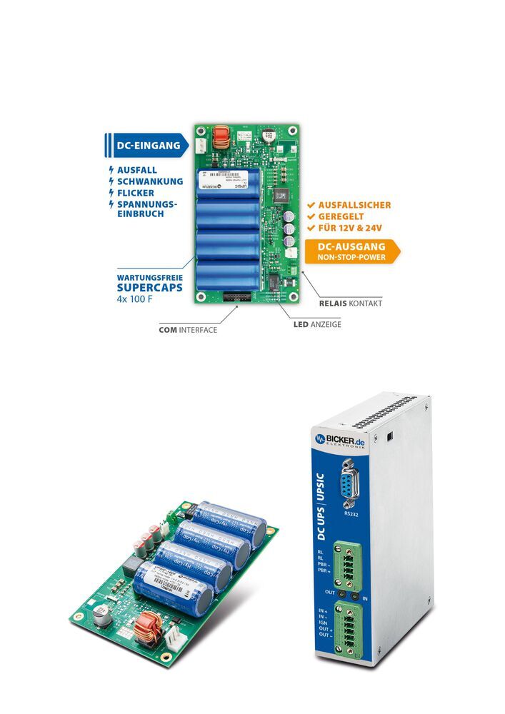 Bild 9. Für Anwendungen mit größerem Energiebedarf eignen sich modulare DC-USV-Systeme. Bicker Elektronik bietet neben Open-Frame-Lösungen auch modulare DIN-Rail-Versionen.