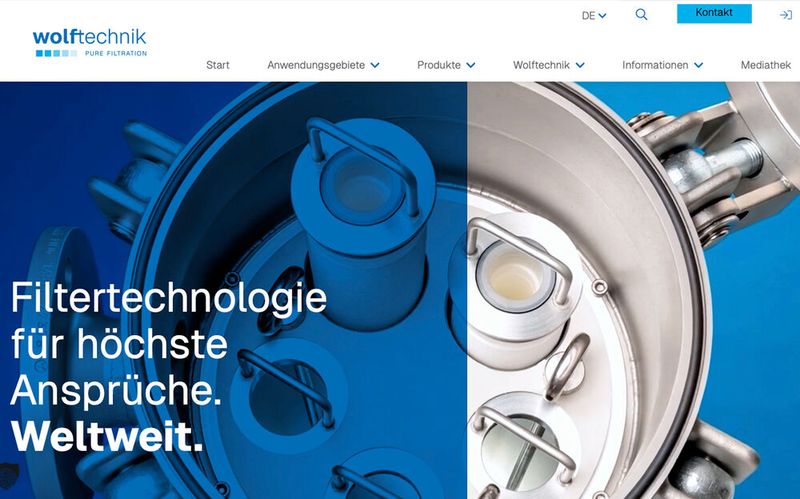 Rechtzeitig zum 60-jährigen Bestehen präsentiert sich Wolftechnik mit einem neuen Webauftritt. Die Website ist auf eine konsequent anwendungs- und prozessorientierten Nutzerführung ausgerichtet. (Bild: Wolftechnik Filtersysteme)