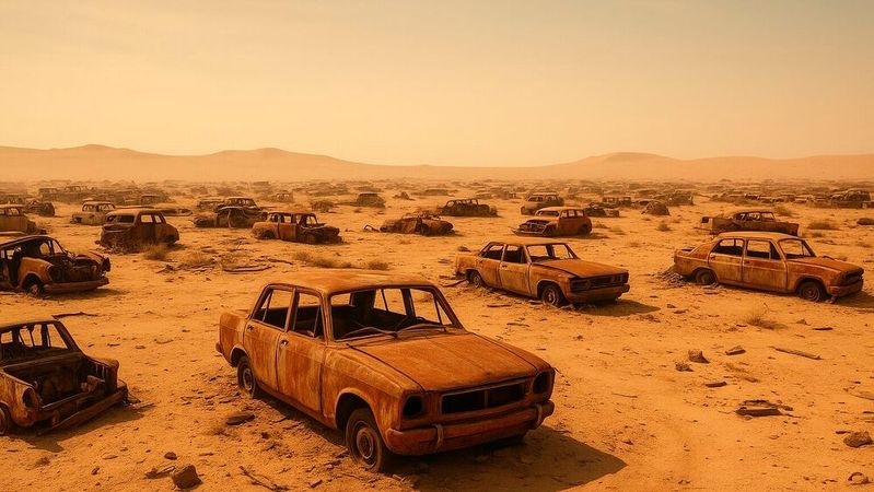 Eine Autowüste.(Bild:  Dall-E / KI-generiert)