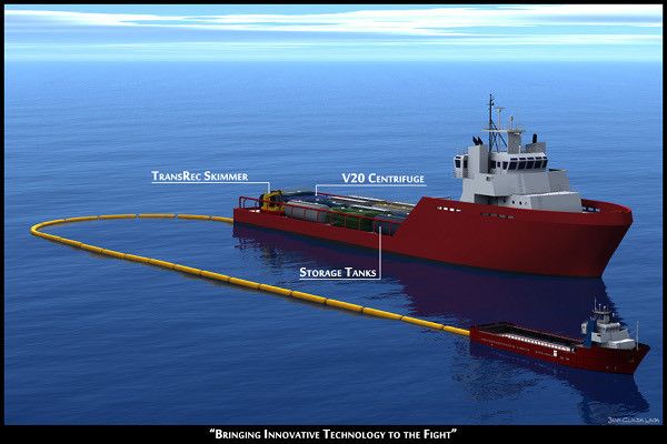 How skimmers help to dike in the effects of oil spills. (Picture: US Coast Guard)