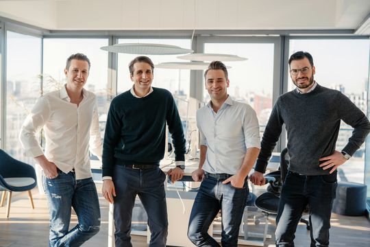 (Die The Stryze Group Gründer: Sebastian Funke, Mark Hartmann, Sascha Krause und Dr. Taro Niggemann (v. l. n. r.). (Bild: Sina Weihrauch))